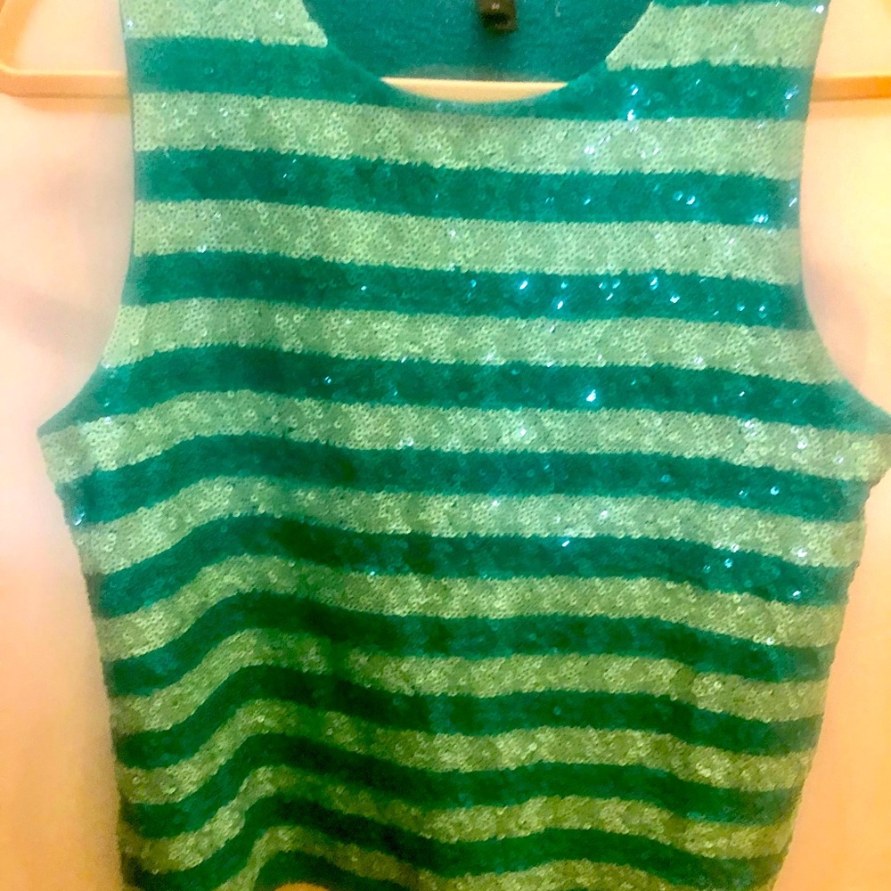 JCrew stunning sequined, striped shell, size M. Lined on inside.